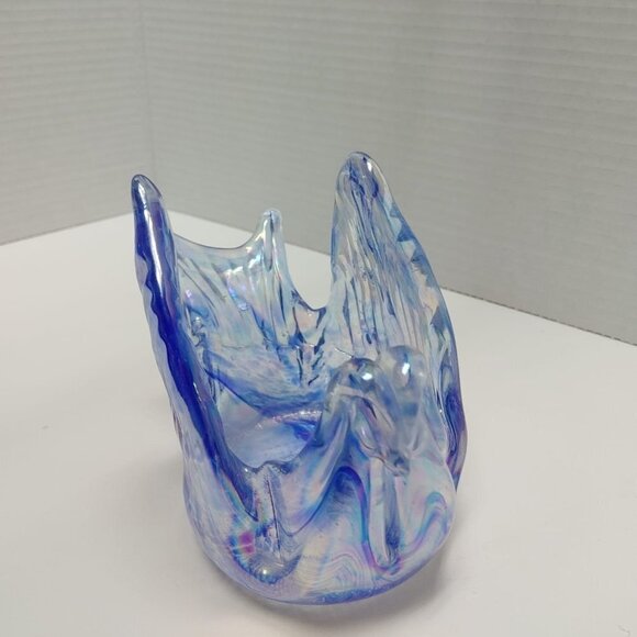 Chalet - Rossi Blue Carnival Irradato Glass Bomboniere Whimsey Handmade Canada - Picture 3 of 9